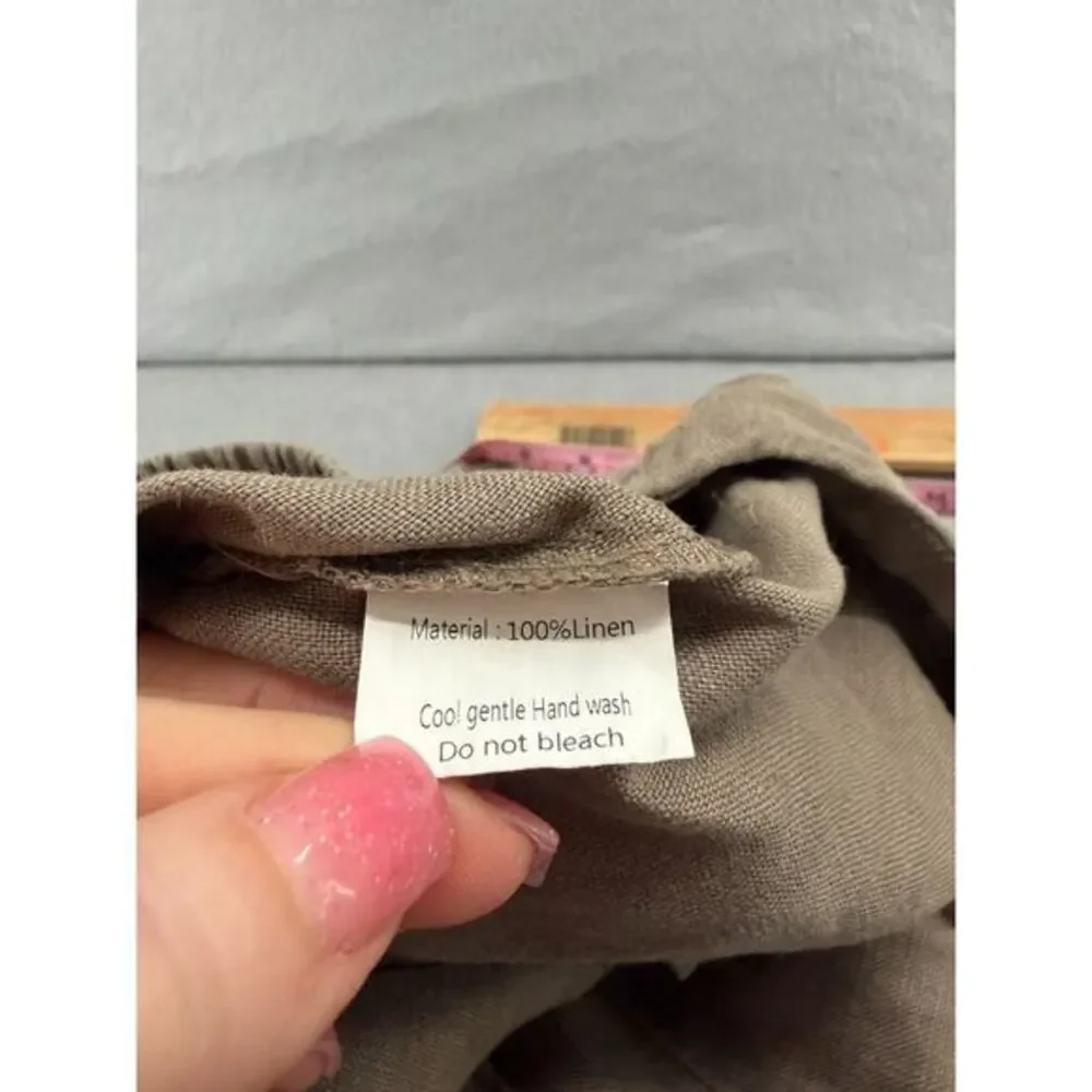 XIMO Pants Womens Size L Brown 100% Linen Jogger‎ Minimalist Neutral Lagenlook